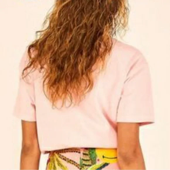 Farm Rio x Smiley T-Shirt Pink/Coral Size Small - Picture 3 of 13